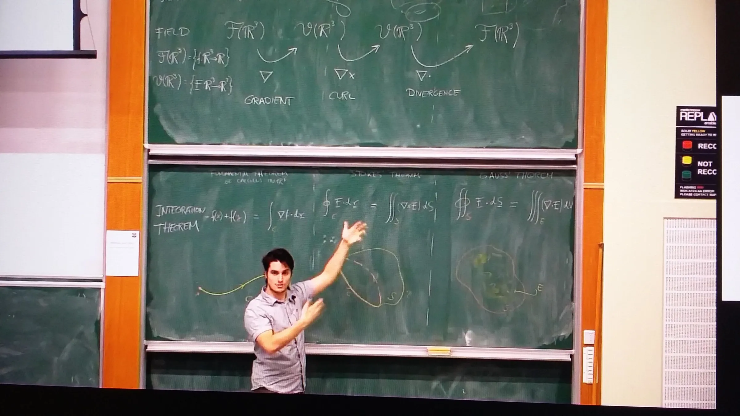 Lecturing at a blackboard